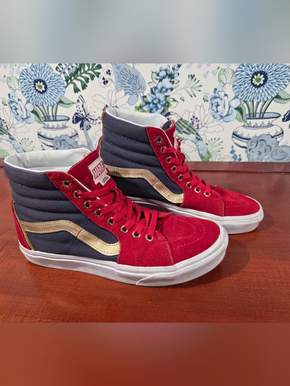 Vans x Marvel Earth-616 Sk8-Hi High Top Sneakers Red Navy Gold Men's 7